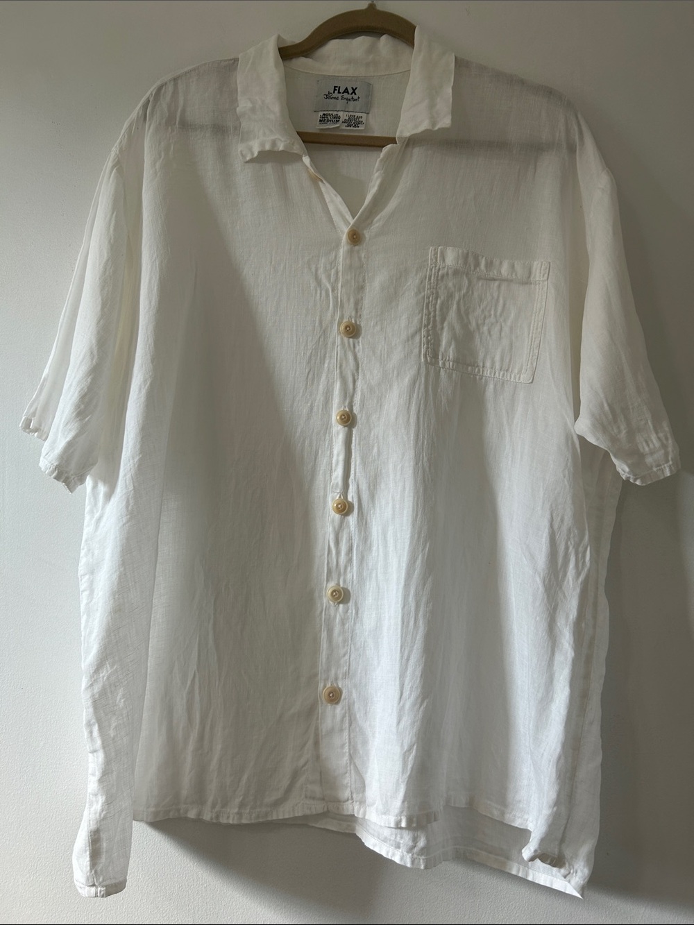 Flax White Linen Button Up Shirt Women’s Medium Oversized Casual Resortwear - Picture 10 of 10